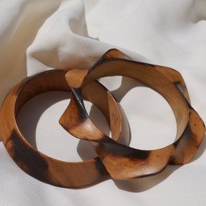 Vintage Wood Bangle Set